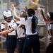 Saline players celebrate scoring in the game against Allen Park on Saturday, June 8. The Hornets won 4-2. Daniel Brenner I AnnArbor.com